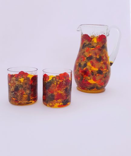 set of 2 hand painted whiskey glasses - carafe autumn design