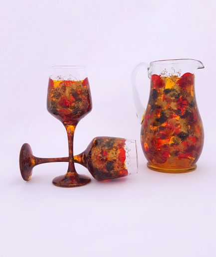set of 2 hand painted wine glasses - carafe autumn design