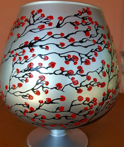 cherry blossom Japanesel design hand painted on large vase